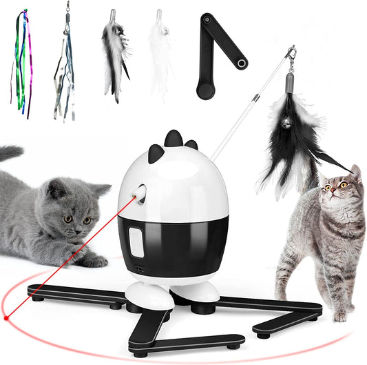 Interactive 2-in-1 Cat Light and Feather Toys - Rechargeable Automatic Exercise Toys for Indoor Cats and Kittens