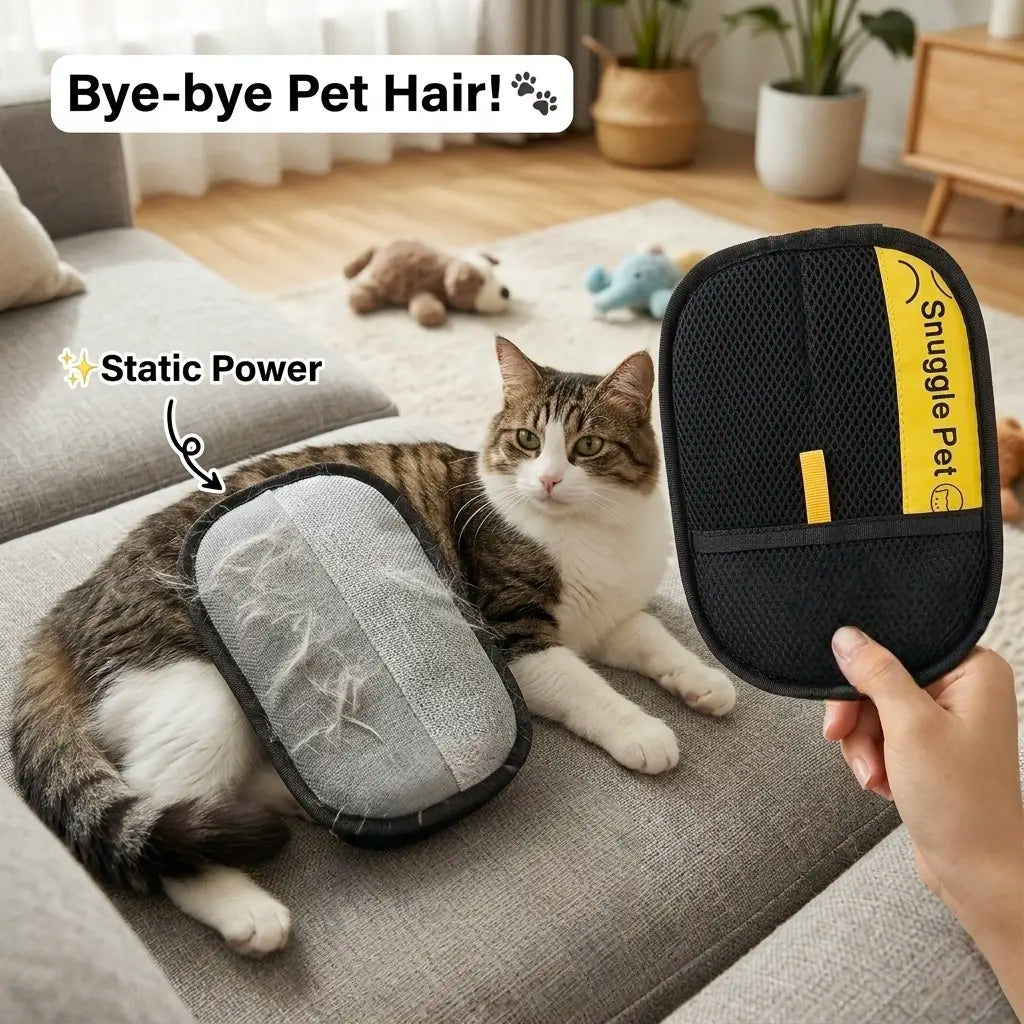 Ultimate Oversized Pet Hair Remover Glove - Extra Thick & Reusable Grooming Mitt for Effortless Fur Removal from Sofas, Clothes & Carpets!