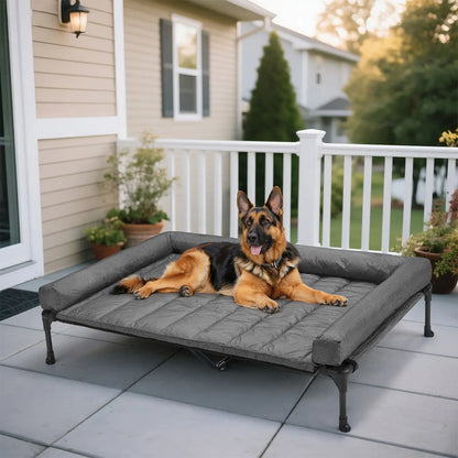 VEEHOO Orthopedic Elevated Pet Bed - Joint Support and Anxiety Relief Dog Couch with Soft Bolster Cushion for Healthy Sleep, Breathable Mesh, and Washable Cover