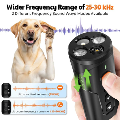Ultrasonic Bark Control Device, Handheld Dog Deterrent for Behavioral Correction, Non-Invasive Alternative to Shock Collars