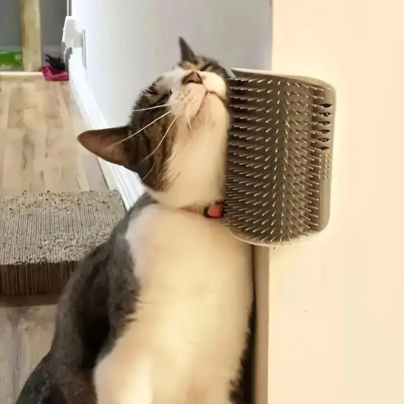 Cat Corner Grooming Brush - Soft Massage Self-Grooming Tool for Cats and Dogs, Interactive Home Entertainment Accessory