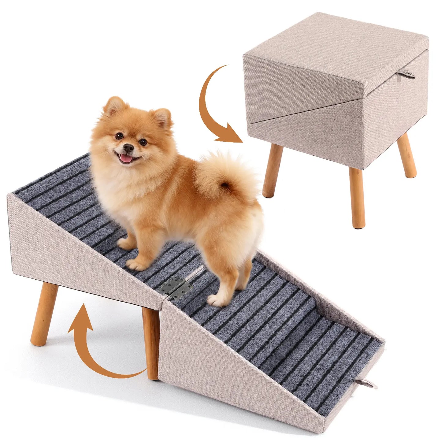 17-Inch Wooden Dog Ramp and Stairs for Couch | Ziluce Convertible Step Stool for Small to Medium Dogs, Including Dachshunds and Senior Pets | Ideal for Sofas and Short Beds