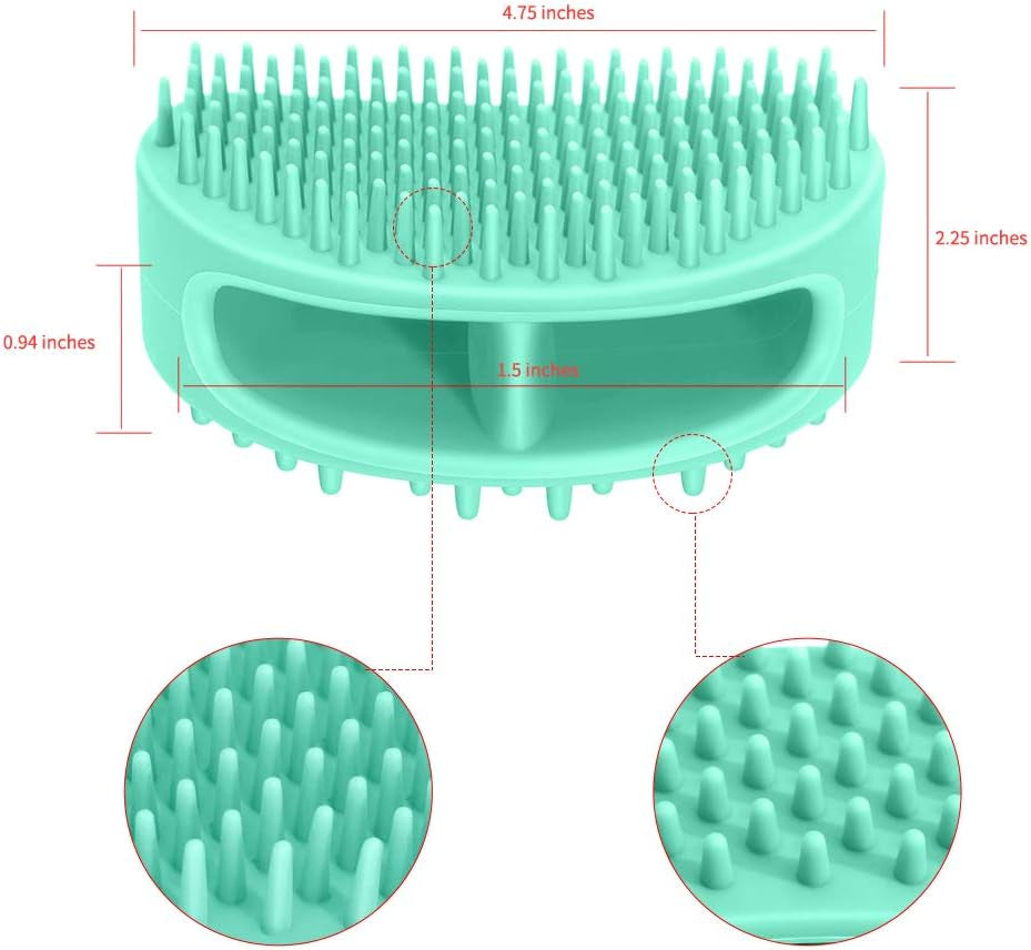 Professional Pet Grooming Brush Set for Dogs and Cats - Soft Silicone Bath and Massage Brush for All Coat Types - Teal