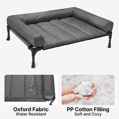 VEEHOO Orthopedic Elevated Pet Bed - Joint Support and Anxiety Relief Dog Couch with Soft Bolster Cushion for Healthy Sleep, Breathable Mesh, and Washable Cover