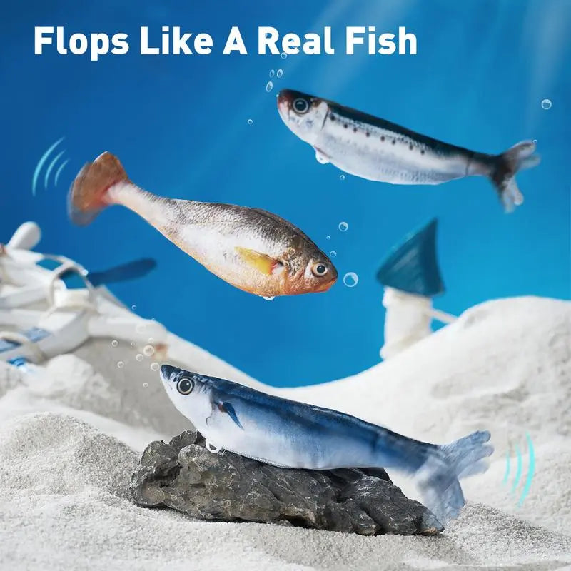 Ultra-Realistic Interactive Cat Toy Set - 3-Pack Flopping Fish with Tap-Activated Flapping Modes, Catnip, and Rechargeable Features - Includes Sardine, Saury, and Yellow Croaker (7.1 Inches)