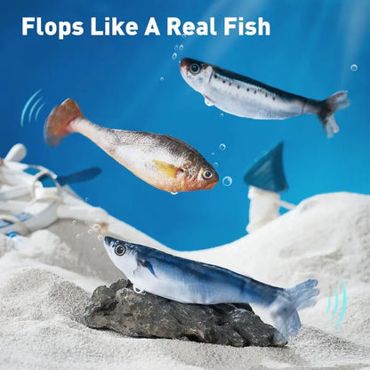 Ultra-Realistic Interactive Cat Toy Set - 3-Pack Flopping Fish with Tap-Activated Flapping Modes, Catnip, and Rechargeable Features - Includes Sardine, Saury, and Yellow Croaker (7.1 Inches)