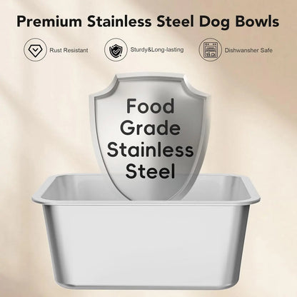 Premium Stainless Steel Dog Water Bowl Set - 7L & 10L Capacity with Anti-Splash Design, XXL Silicone Mat, and Spill-Proof Slow Feeder for Indoor and Outdoor Use, Featuring Double Anti-Skid Technology