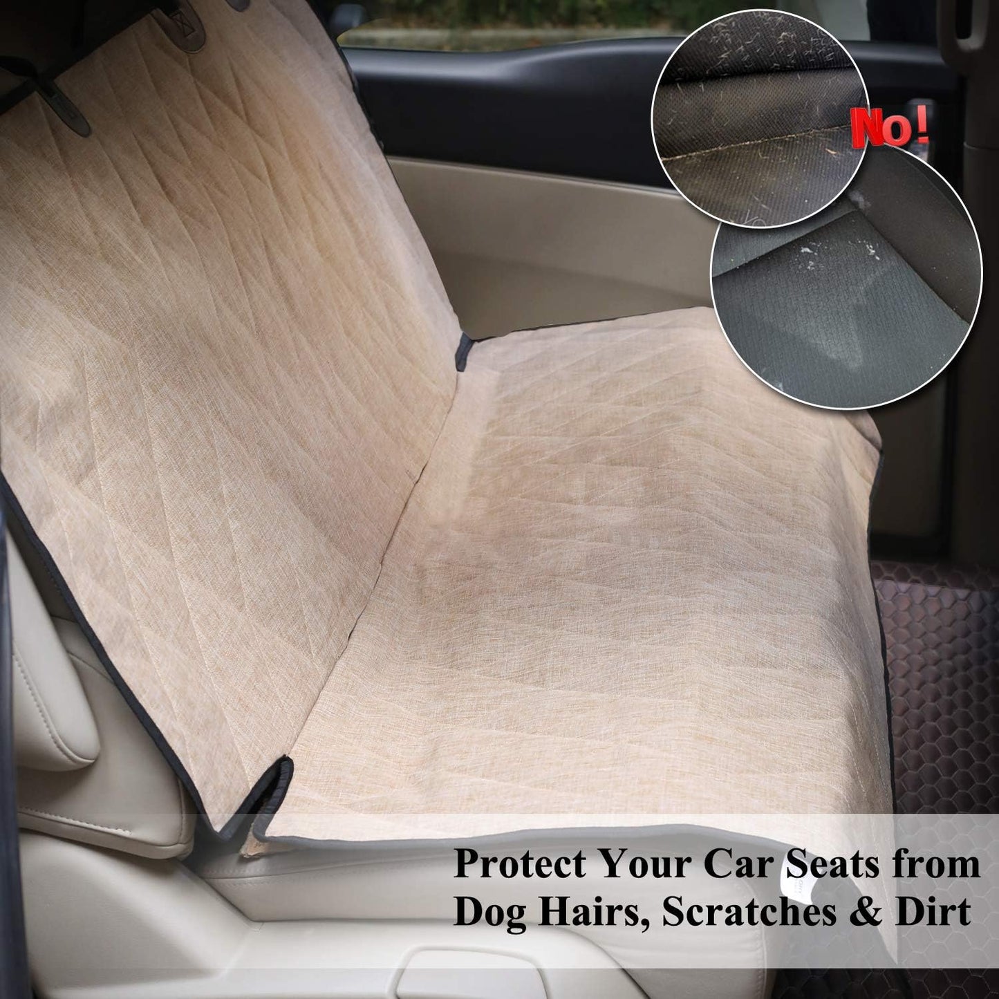 Premium Dog Seat Cover for Backseat Protection - Anti-Slip Bench Protector for Cars, SUVs, and Trucks - Heather Khaki, 46" L x 52" W