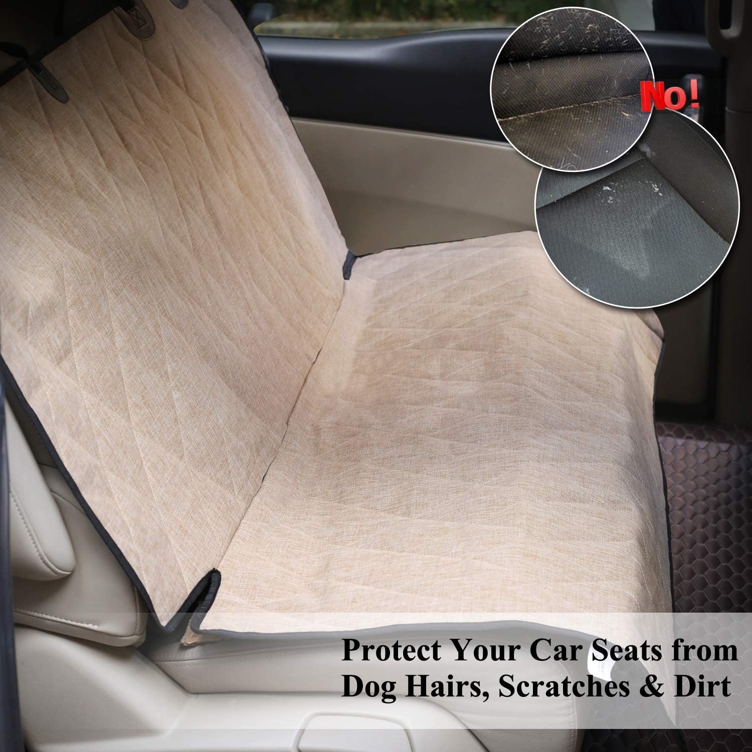 Premium Dog Seat Cover for Backseat Protection - Anti-Slip Bench Protector for Cars, SUVs, and Trucks - Heather Khaki, 46" L x 52" W