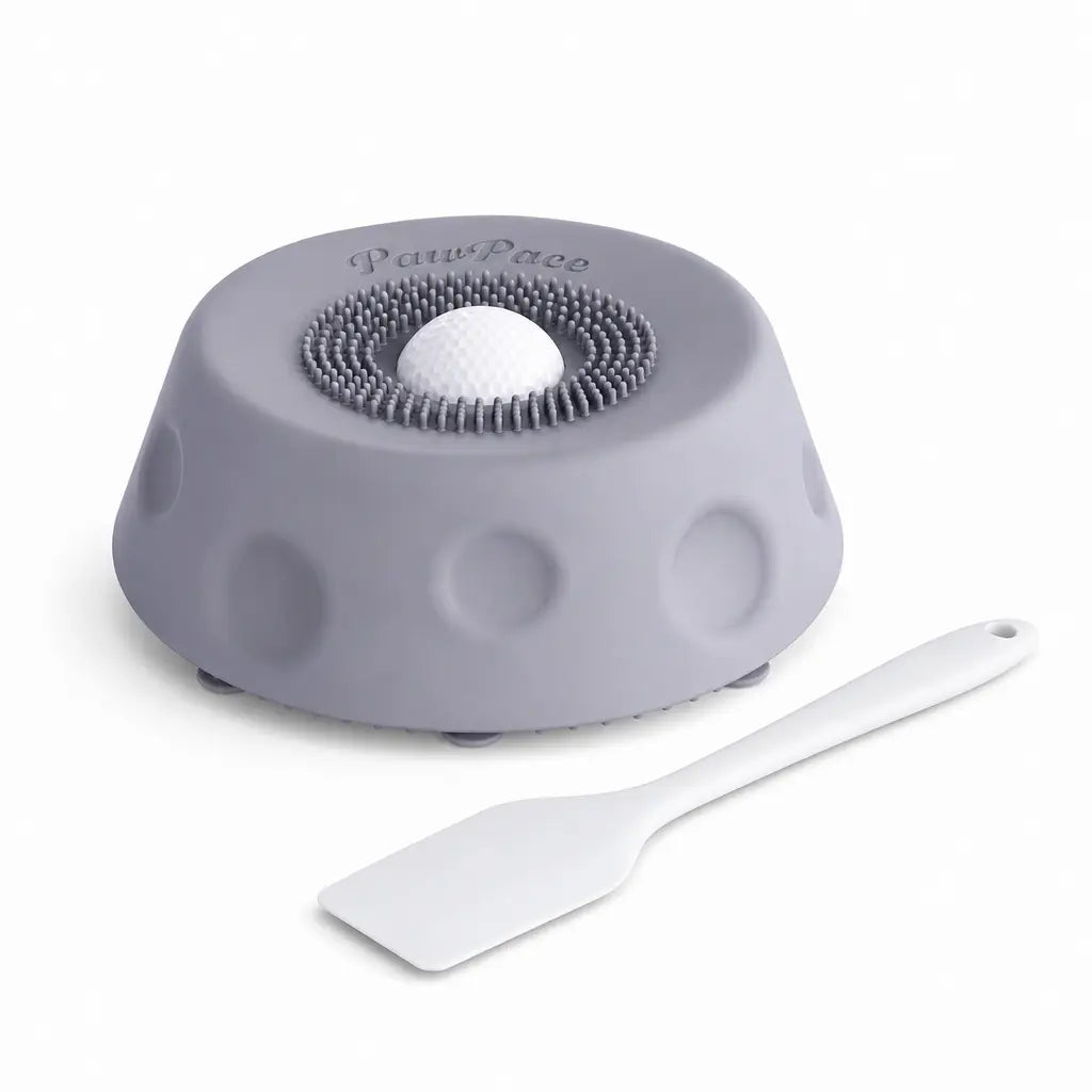 Pawpace Soccer Style Multi-Purpose Dog Bowl Set - Includes Free Peanut Butter Spatula, Slow Feeder, Lick Bowl Mat, 8 Suction Cups & No-Mess Liquid Treat Enrichment!