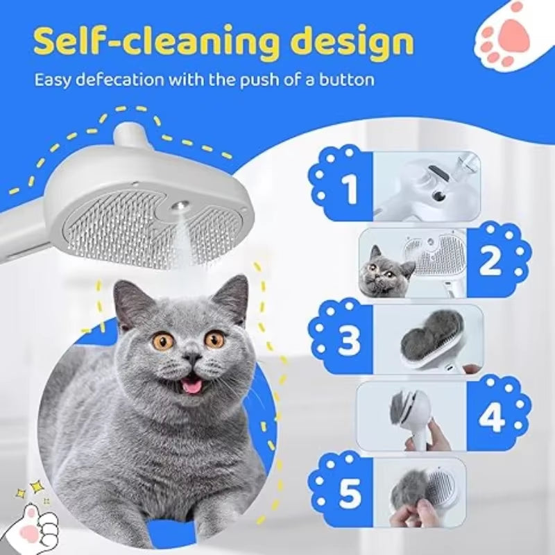 3-in-1 Electric Pet Grooming Brush with Steam Spray, Massage Function, and Anti-Tangle Design for Dogs and Cats
