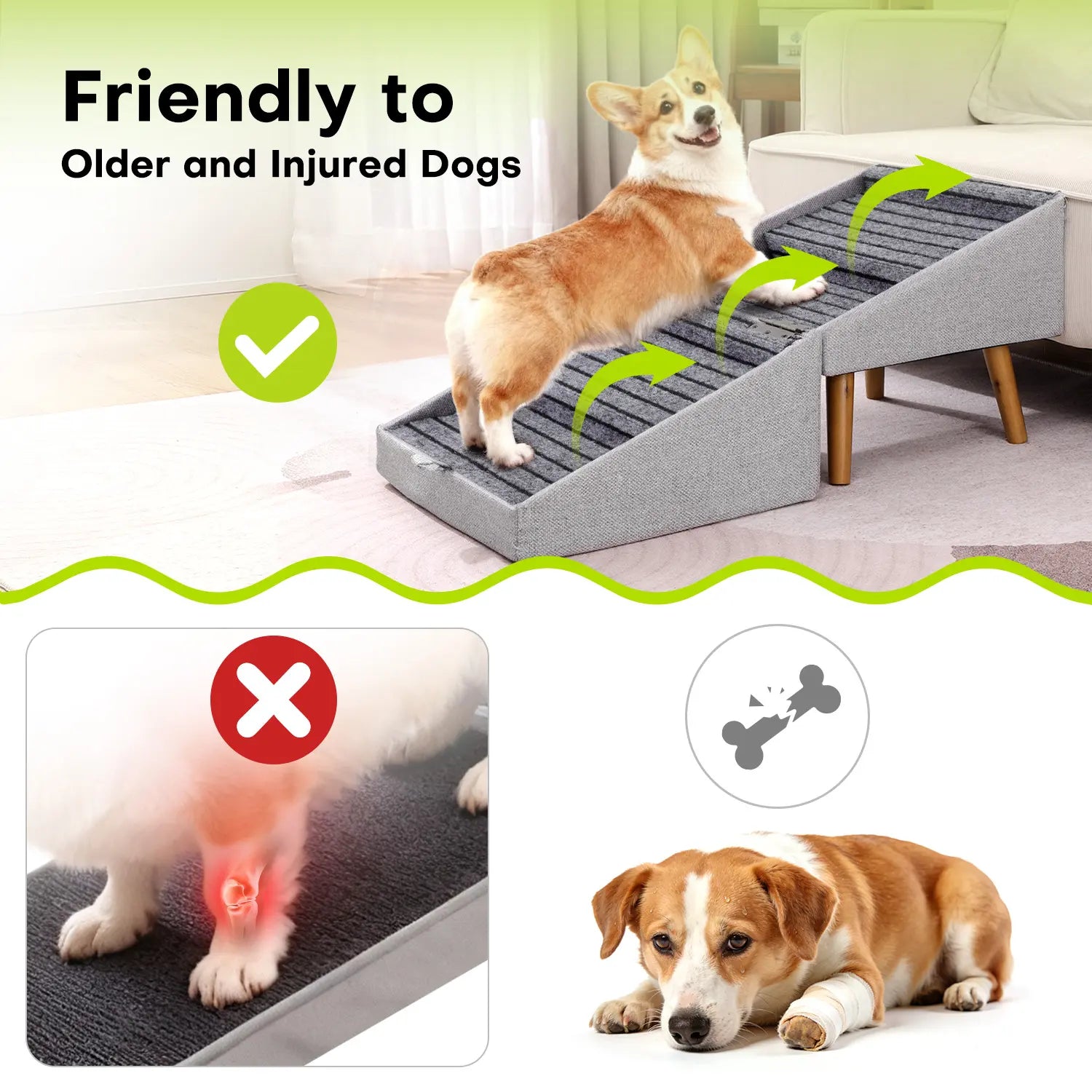 17-Inch Wooden Dog Ramp and Stairs for Couch | Ziluce Convertible Step Stool for Small to Medium Dogs, Including Dachshunds and Senior Pets | Ideal for Sofas and Short Beds
