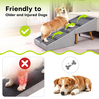 17-Inch Wooden Dog Ramp and Stairs for Couch | Ziluce Convertible Step Stool for Small to Medium Dogs, Including Dachshunds and Senior Pets | Ideal for Sofas and Short Beds