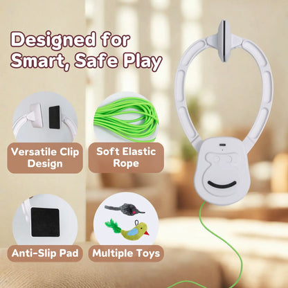 AIXINPET Rechargeable Interactive Cat Teaser - Door-Mounted Fun with Adjustable String & Custom Accessories for Endless Play!