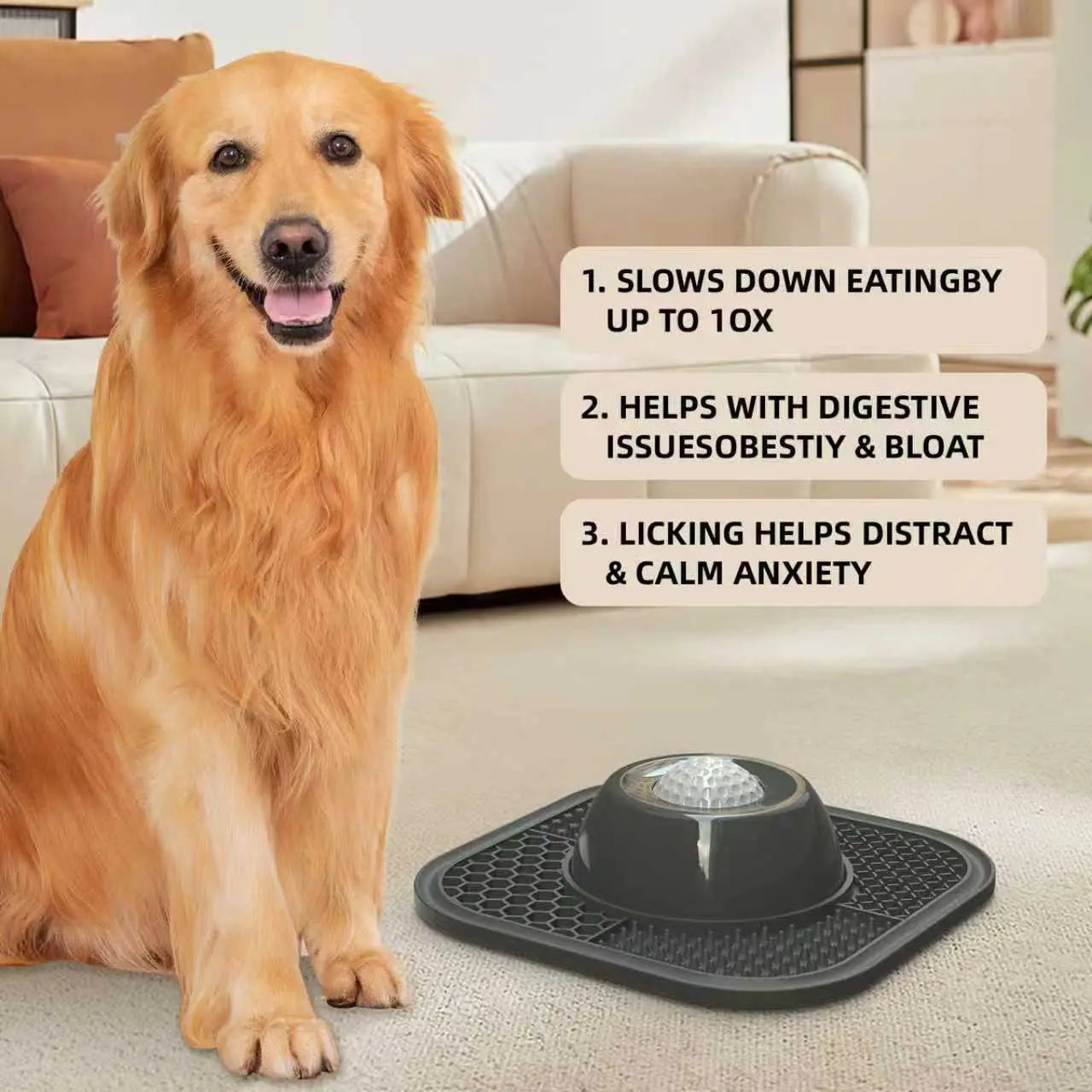 Pawlove Slow Feeder Dog Bowl - Entertaining Anti-Slip Lick Bowl for Bone Broth & Yogurt - Ideal for All Breeds - Perfect Post-Op Nutrition & Dietary Supplement!