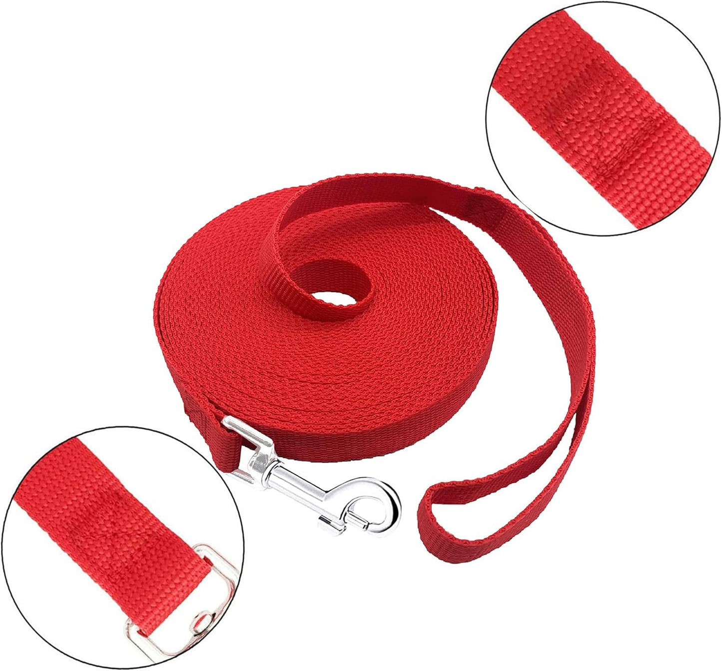 Long Dog Leash for Obedience and Recall Training - Available in 15FT, 20FT, 30FT, 40FT, and 50FT for Small to Medium Dogs - Ideal for Camping, Training, Play, or Backyard Use (15FT, Red)