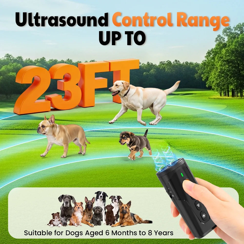 Ultrasonic Bark Control Device, Handheld Dog Deterrent for Behavioral Correction, Non-Invasive Alternative to Shock Collars