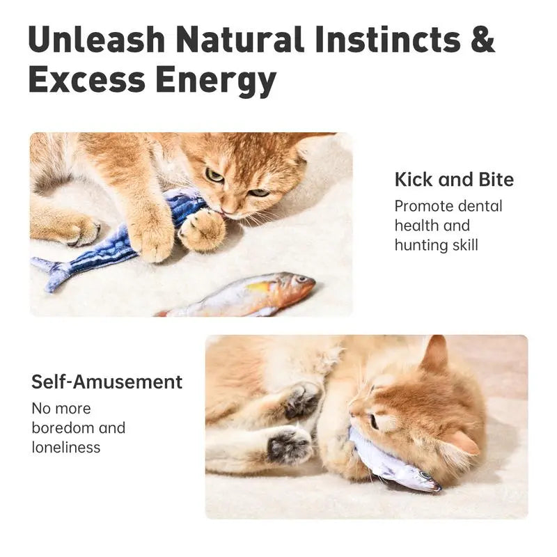 Ultra-Realistic Interactive Cat Toy Set - 3-Pack Flopping Fish with Tap-Activated Flapping Modes, Catnip, and Rechargeable Features - Includes Sardine, Saury, and Yellow Croaker (7.1 Inches)