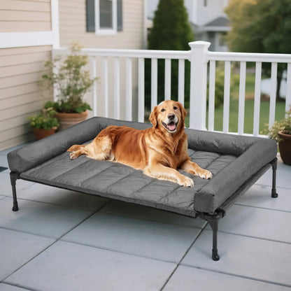 VEEHOO Orthopedic Elevated Pet Bed - Joint Support and Anxiety Relief Dog Couch with Soft Bolster Cushion for Healthy Sleep, Breathable Mesh, and Washable Cover