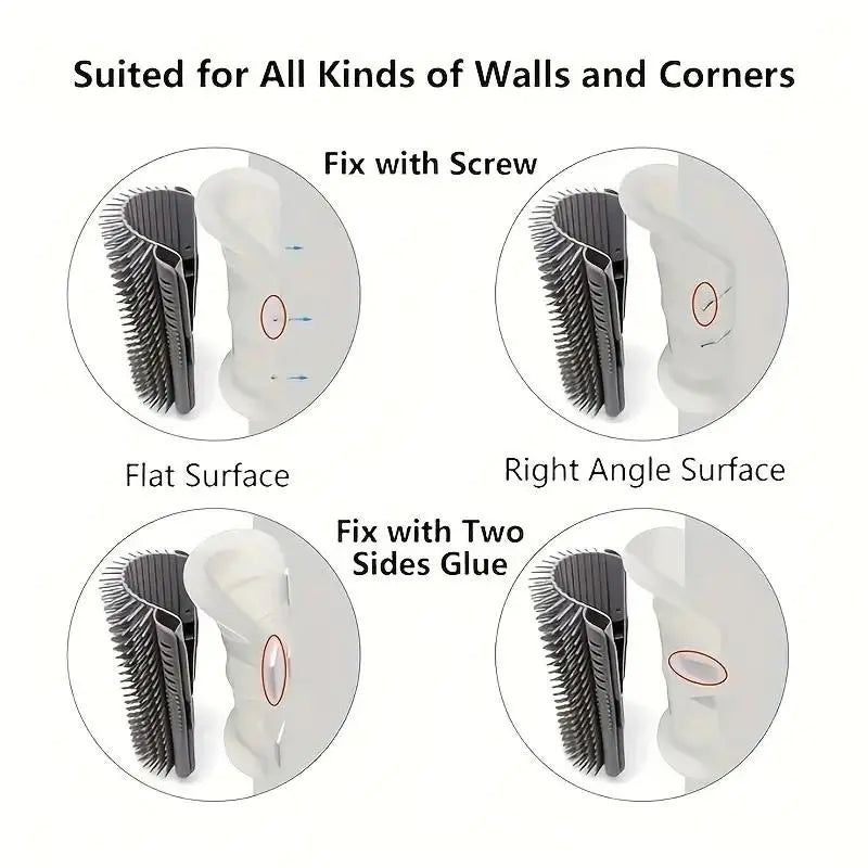 Cat Corner Grooming Brush - Soft Massage Self-Grooming Tool for Cats and Dogs, Interactive Home Entertainment Accessory