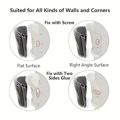 Cat Corner Grooming Brush - Soft Massage Self-Grooming Tool for Cats and Dogs, Interactive Home Entertainment Accessory