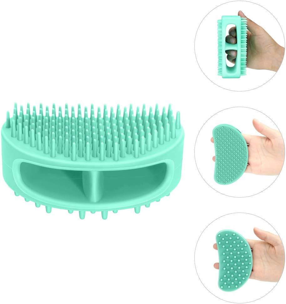 Professional Pet Grooming Brush Set for Dogs and Cats - Soft Silicone Bath and Massage Brush for All Coat Types - Teal