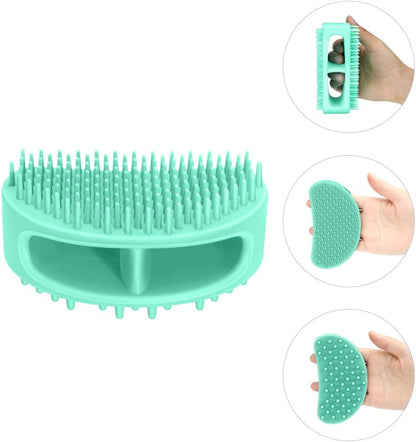 Professional Pet Grooming Brush Set for Dogs and Cats - Soft Silicone Bath and Massage Brush for All Coat Types - Teal