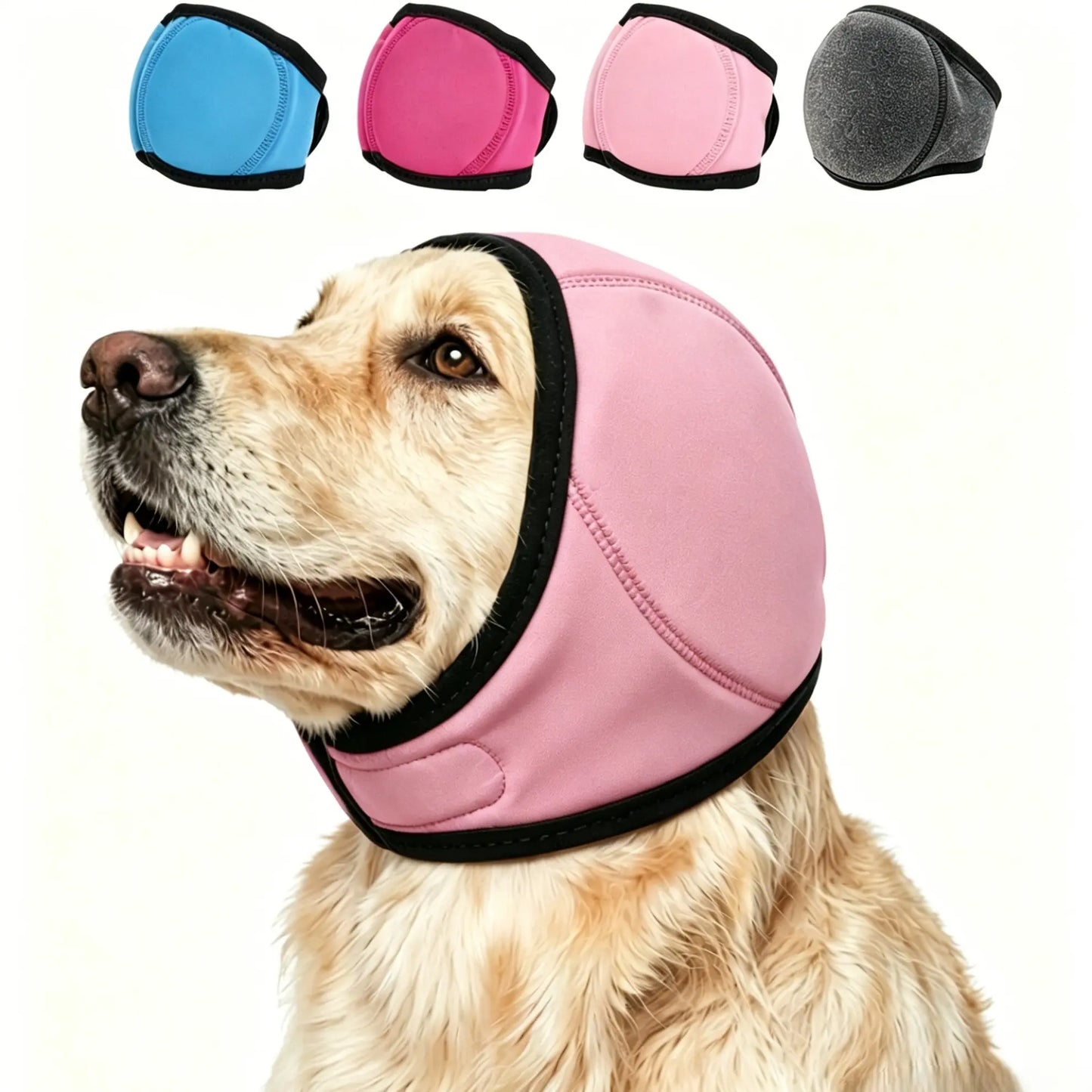 Noise-Cancelling Ear Wrap for Dogs - Adjustable, Water-Resistant Calming Ear Muffs for Thunder, Fireworks, and Bathing