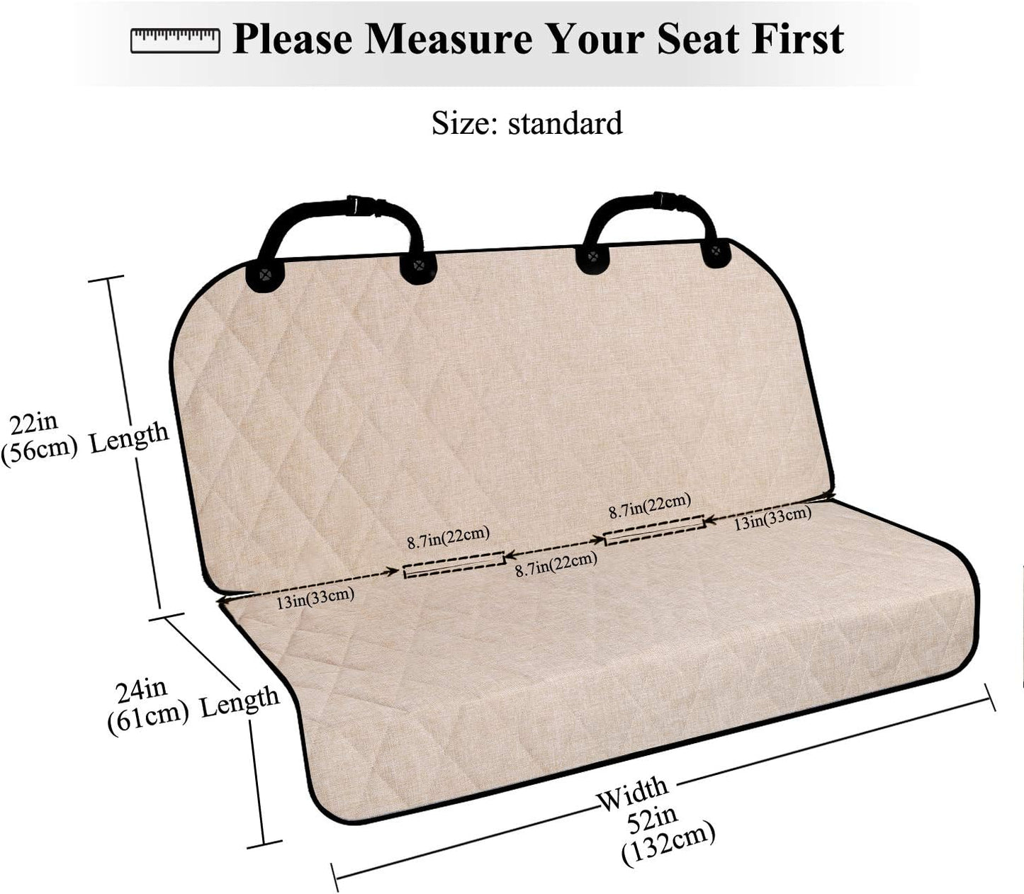 Premium Dog Seat Cover for Backseat Protection - Anti-Slip Bench Protector for Cars, SUVs, and Trucks - Heather Khaki, 46" L x 52" W