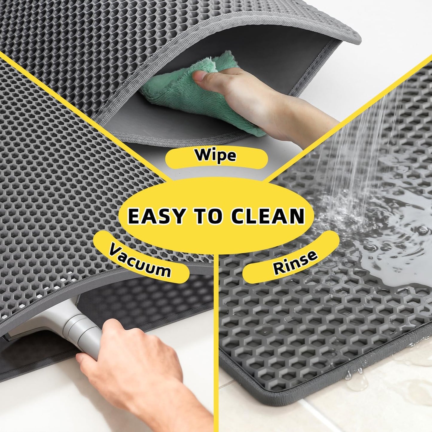 Cat Litter Mat - 15"x24" Small Double Layer Litter Trapping Mat, Waterproof and Urineproof, Easy to Clean for Floor Scatter Control (Grey, 1 Pack)