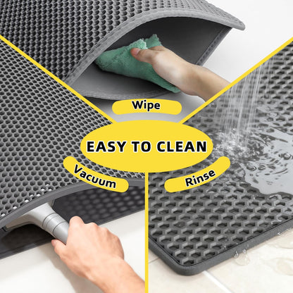Cat Litter Mat - 15"x24" Small Double Layer Litter Trapping Mat, Waterproof and Urineproof, Easy to Clean for Floor Scatter Control (Grey, 1 Pack)