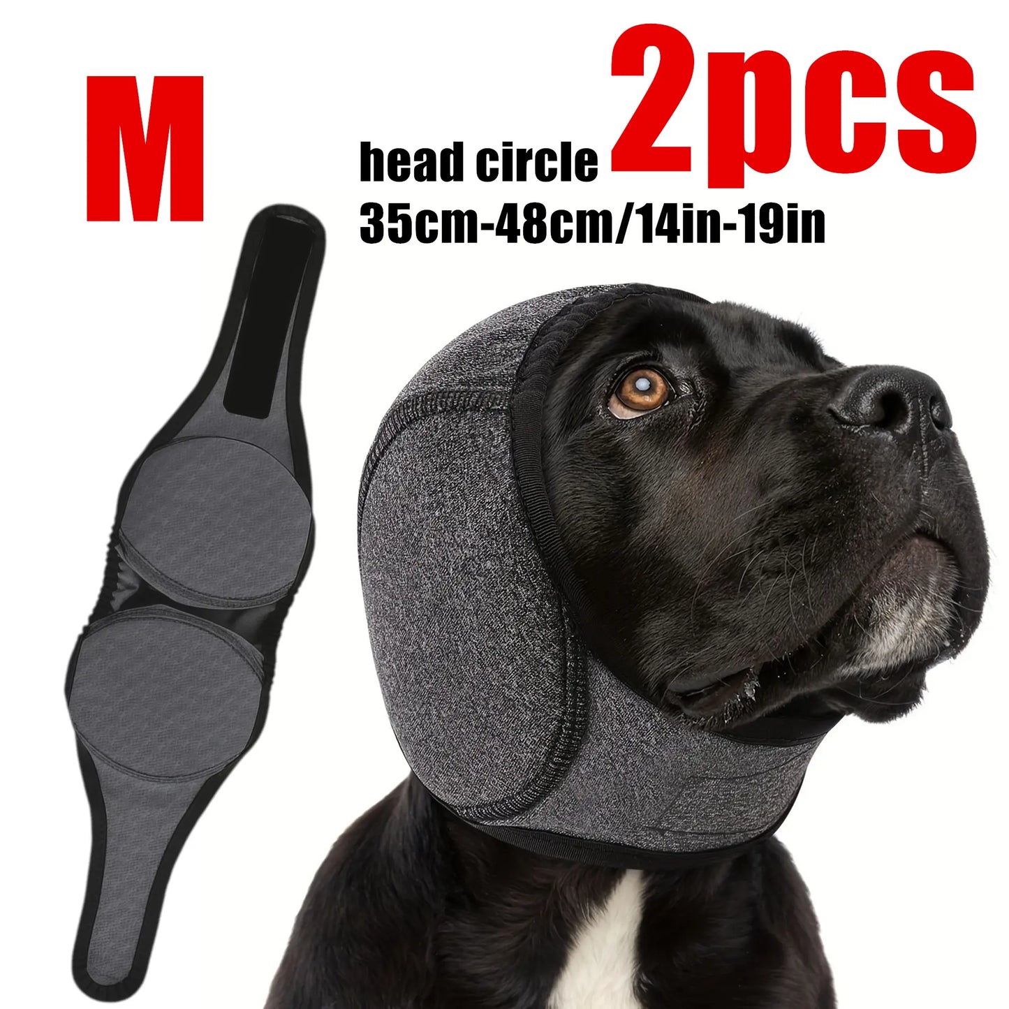 Adjustable Dog Ear Protector Earmuffs - 2 Pack Bandana for Noise Reduction, Hearing Protection & Swimming Comfort