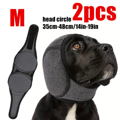 Adjustable Dog Ear Protector Earmuffs - 2 Pack Bandana for Noise Reduction, Hearing Protection & Swimming Comfort