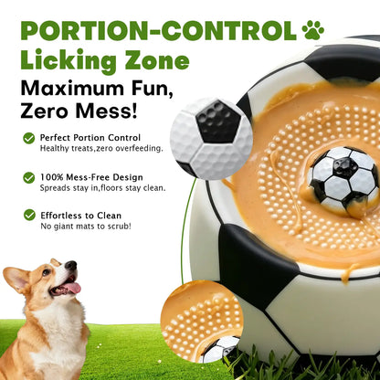 Pawpace Soccer Style Multi-Purpose Dog Bowl Set - Includes Free Peanut Butter Spatula, Slow Feeder, Lick Bowl Mat, 8 Suction Cups & No-Mess Liquid Treat Enrichment!