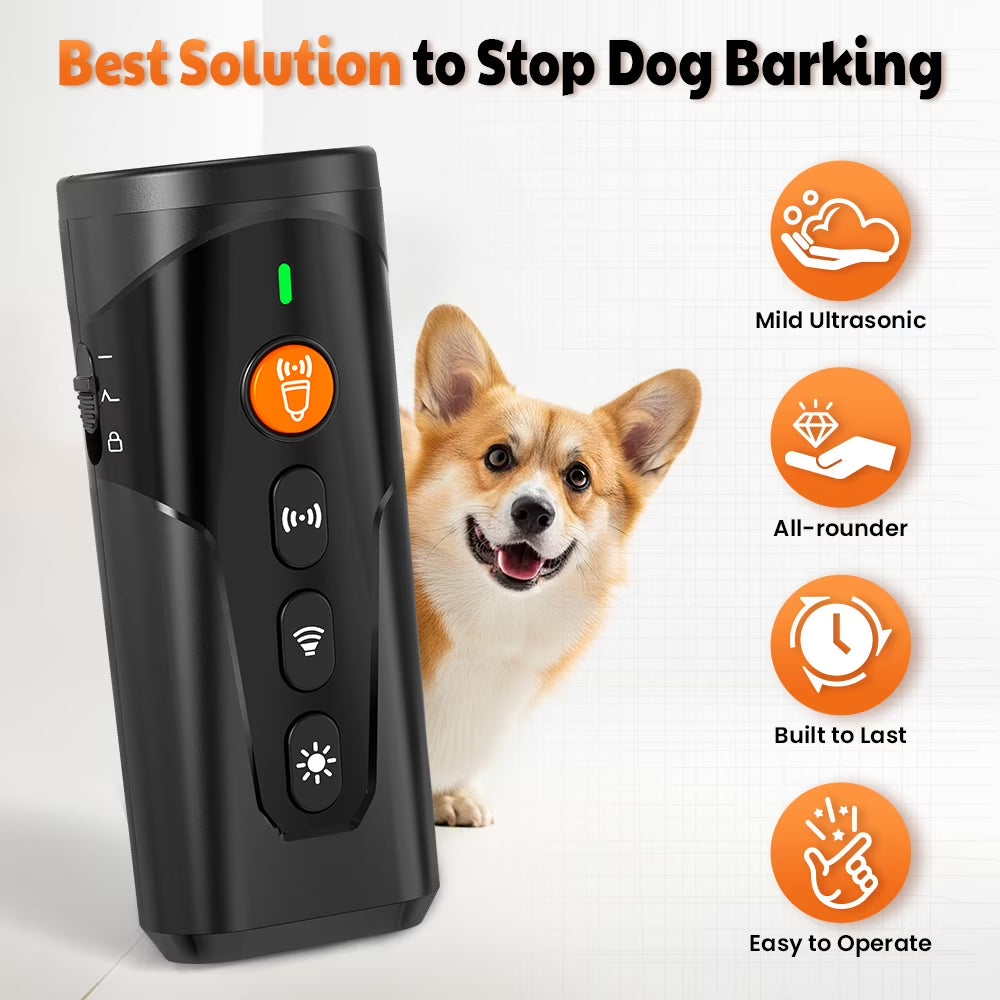 Ultrasonic Bark Control Device, Handheld Dog Deterrent for Behavioral Correction, Non-Invasive Alternative to Shock Collars