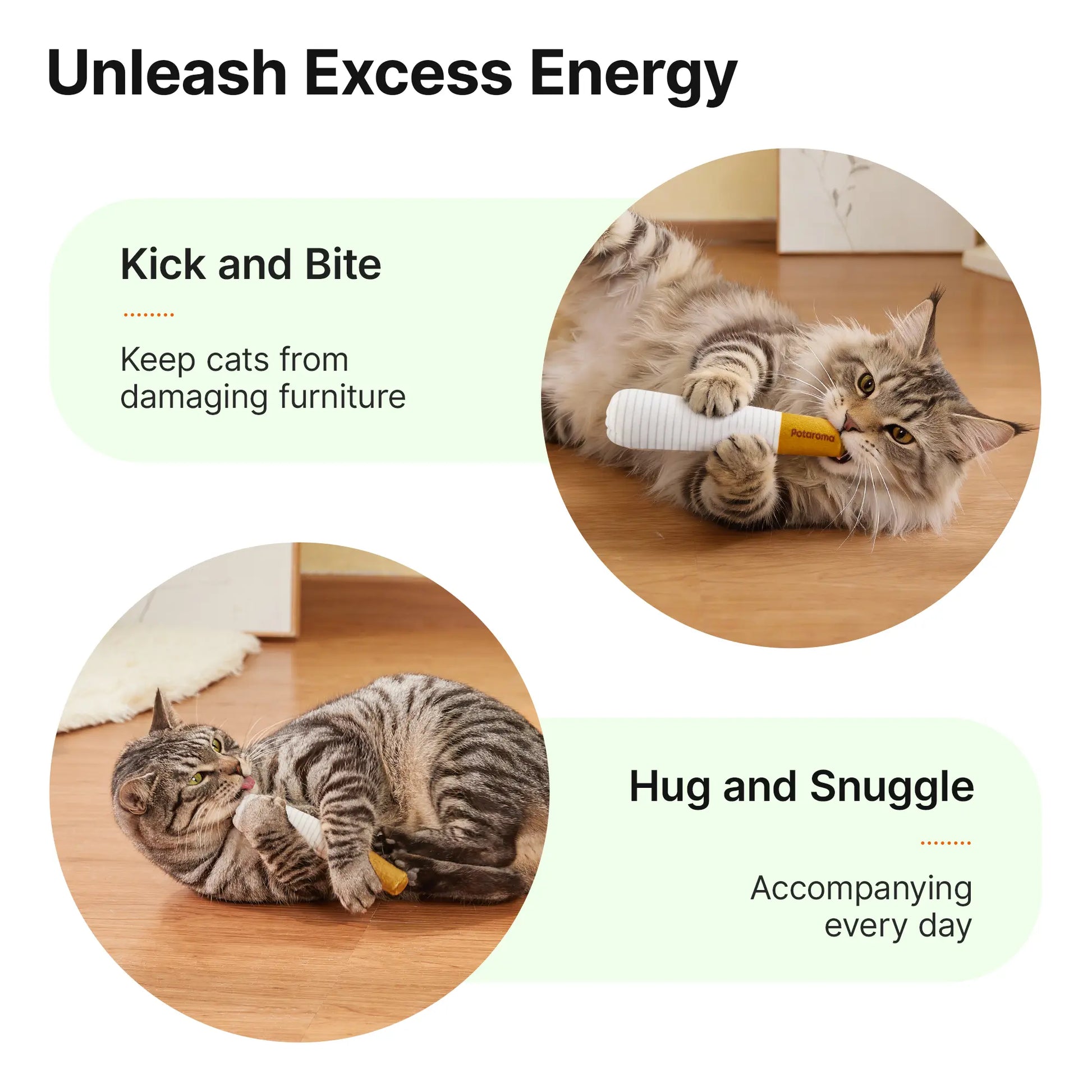 Potaroma Premium Natural Silvervine Cat Toys – Safe Interactive Chew Kicker for Indoor Cats and Kittens – Alleviates Boredom and Stress