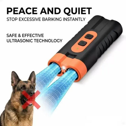 Ultimate Ultrasonic Dog Barking Deterrent - Rechargeable, Dual Emitters, 50Ft Range, Flashlight & Accessory Kit for Effective Indoor & Outdoor Training