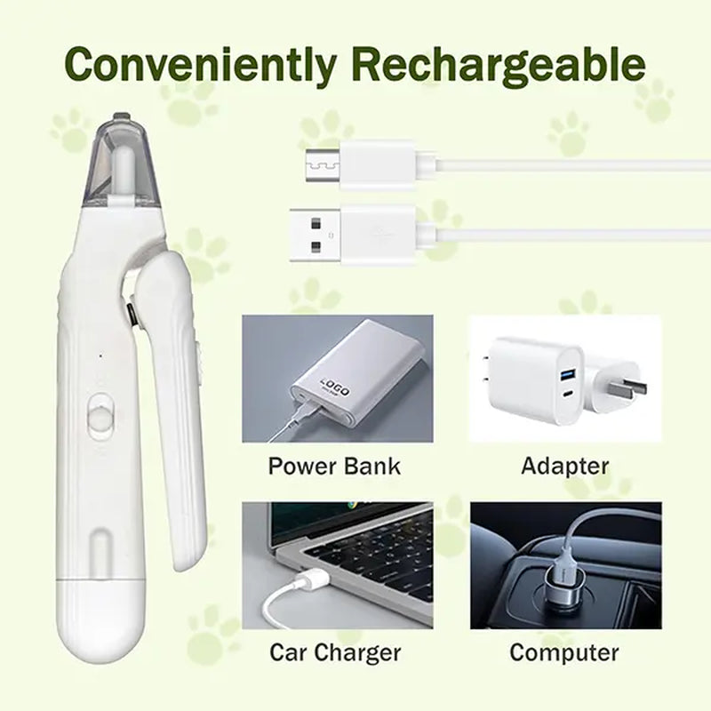 Petlovers 2-In-1 Rechargeable Nail Clipper and Grinder for Dogs and Cats - Ultra Quiet Electric Trimmer for All Sizes