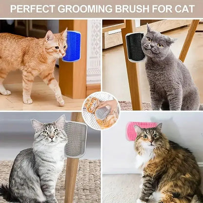 Cat Corner Grooming Brush - Soft Massage Self-Grooming Tool for Cats and Dogs, Interactive Home Entertainment Accessory