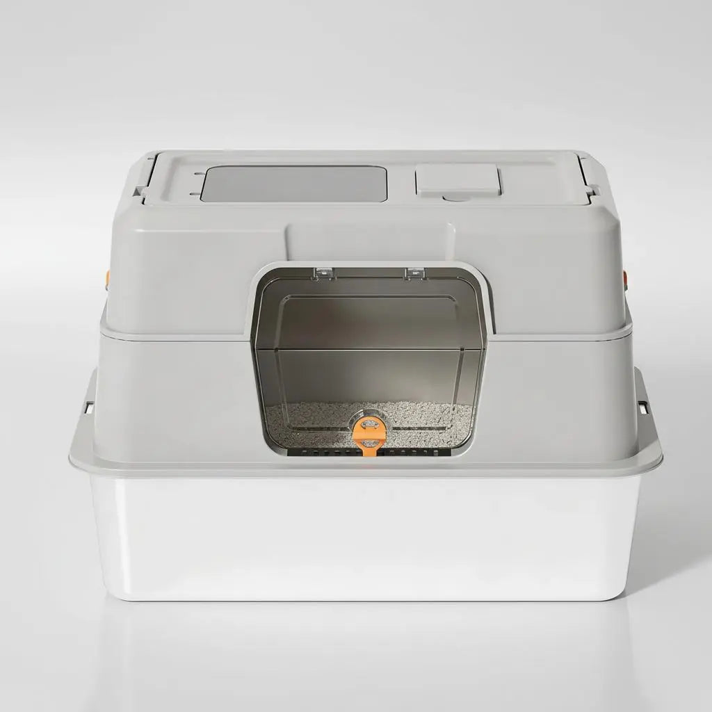 Ultimate Odor-Lock Stainless Steel Cat Litter Box - Dual Entry, Perfect Size for Your Feline Friend - Black Friday Special!