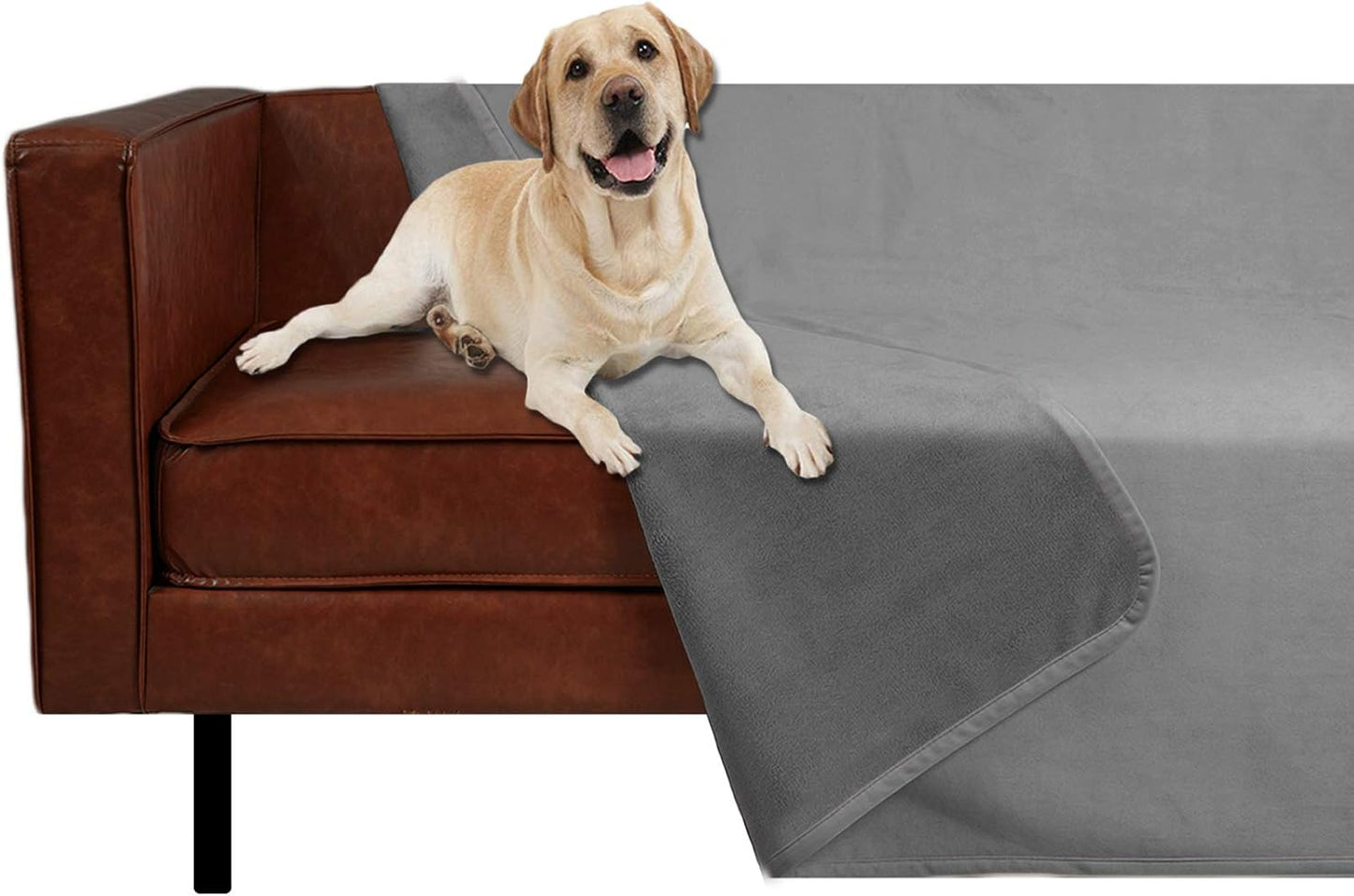 Reversible 100% Waterproof Velvet Pet Bed Blanket - Ultra Soft for Sofa and Bed (40x60 Inches, Light Grey & Grey)