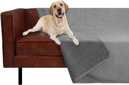 Reversible 100% Waterproof Velvet Pet Bed Blanket - Ultra Soft for Sofa and Bed (40x60 Inches, Light Grey & Grey)