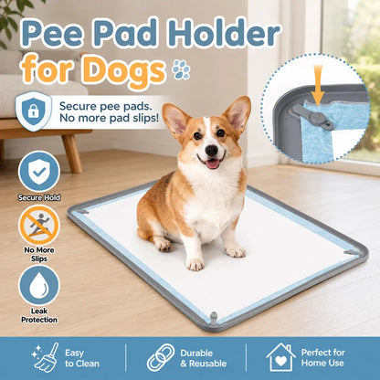 Dog Pee Pad Holder - Non-Slip Silicone Potty Training Tray with Magnetic Clips and Leak-Proof Raised Edge for Indoor Floor Protection