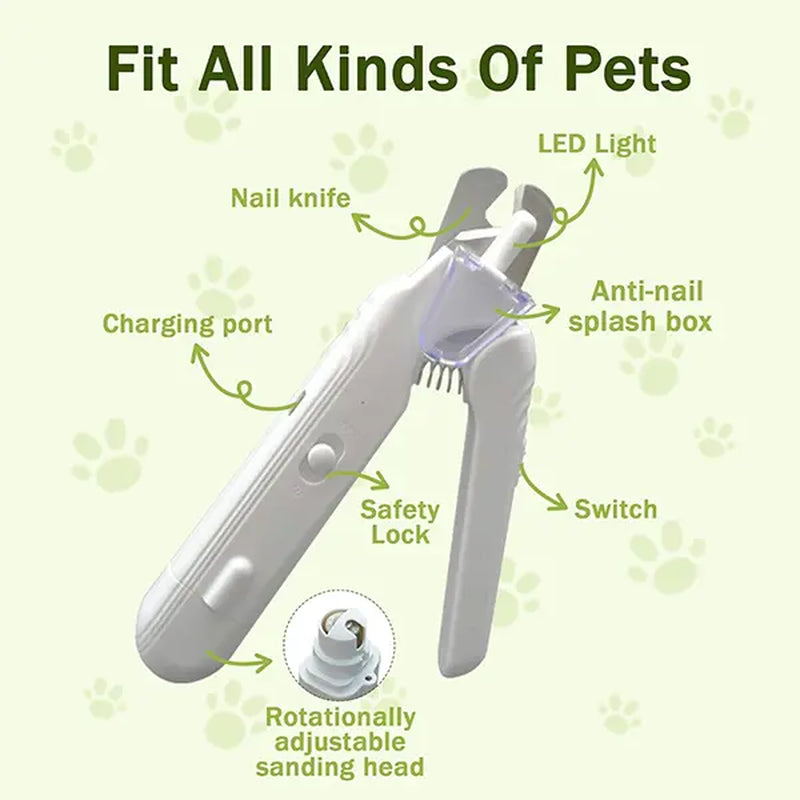 Petlovers 2-In-1 Rechargeable Nail Clipper and Grinder for Dogs and Cats - Ultra Quiet Electric Trimmer for All Sizes