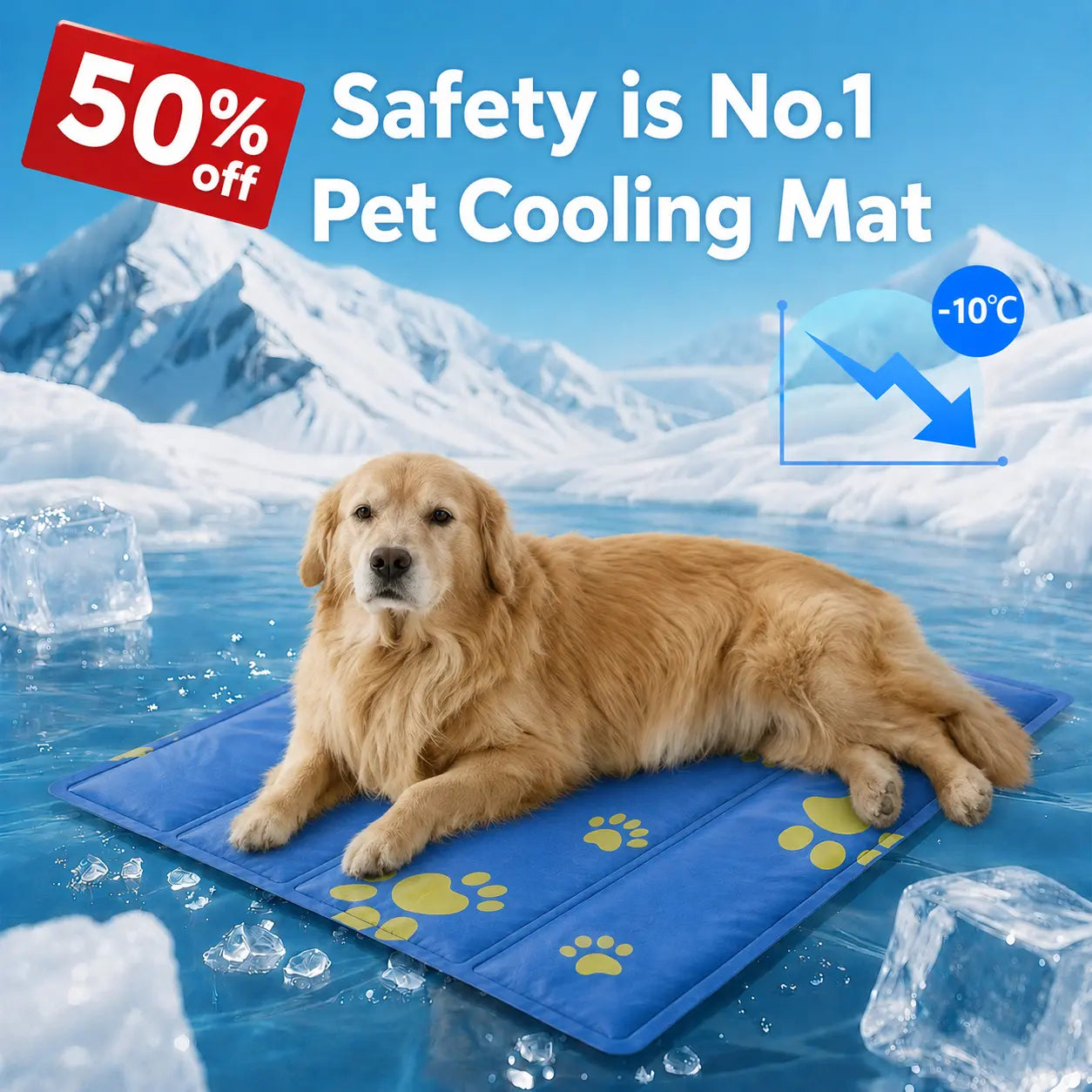 Non-Toxic Self-Cooling Gel Pet Mat for Dogs & Cats - Easy to Clean and Perfect for a Cool Sleep!