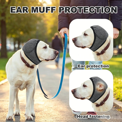 Noise-Cancelling Ear Wrap for Dogs - Adjustable, Water-Resistant Calming Ear Muffs for Thunder, Fireworks, and Bathing