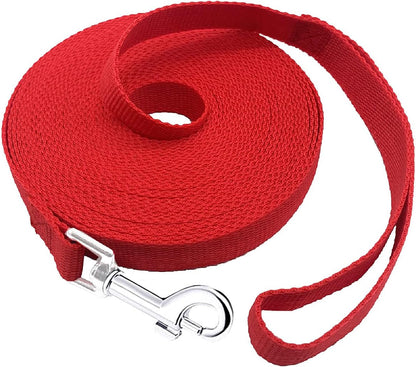 Long Dog Leash for Obedience and Recall Training - Available in 15FT, 20FT, 30FT, 40FT, and 50FT for Small to Medium Dogs - Ideal for Camping, Training, Play, or Backyard Use (15FT, Red)