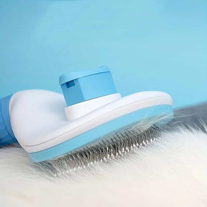 Pet Grooming Deshedding Tool with One-Click Cleaning Mechanism for Dogs and Cats, Hair Removal Comb and Brush, Essential Grooming Supplies