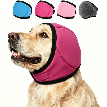 Noise-Cancelling Ear Wrap for Dogs - Adjustable, Water-Resistant Calming Ear Muffs for Thunder, Fireworks, and Bathing