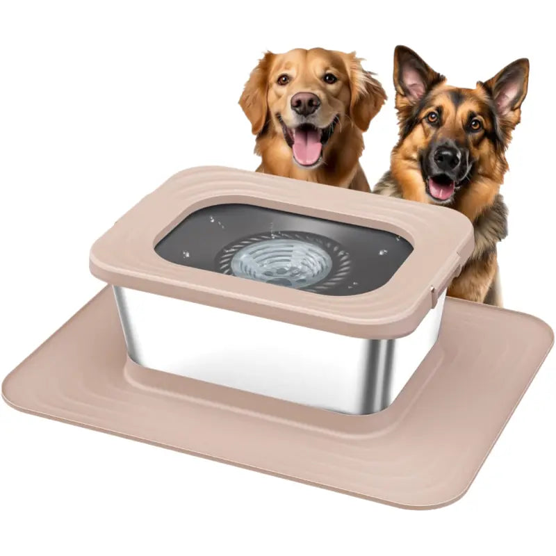 Premium Stainless Steel Dog Water Bowl Set - 7L & 10L Capacity with Anti-Splash Design, XXL Silicone Mat, and Spill-Proof Slow Feeder for Indoor and Outdoor Use, Featuring Double Anti-Skid Technology